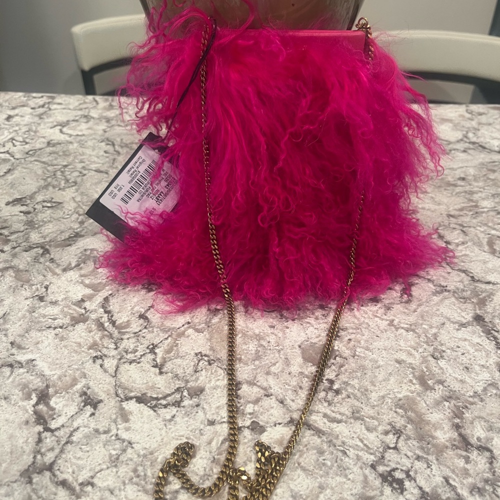 Saint Laurent Vibrant Pink Feather Mini Bag